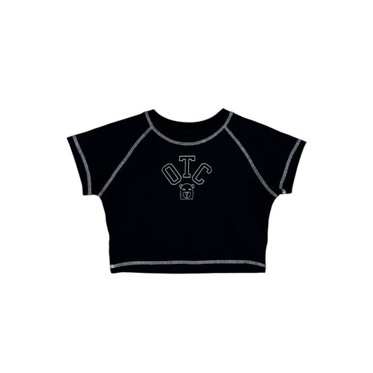 Stitched Black Crop Top