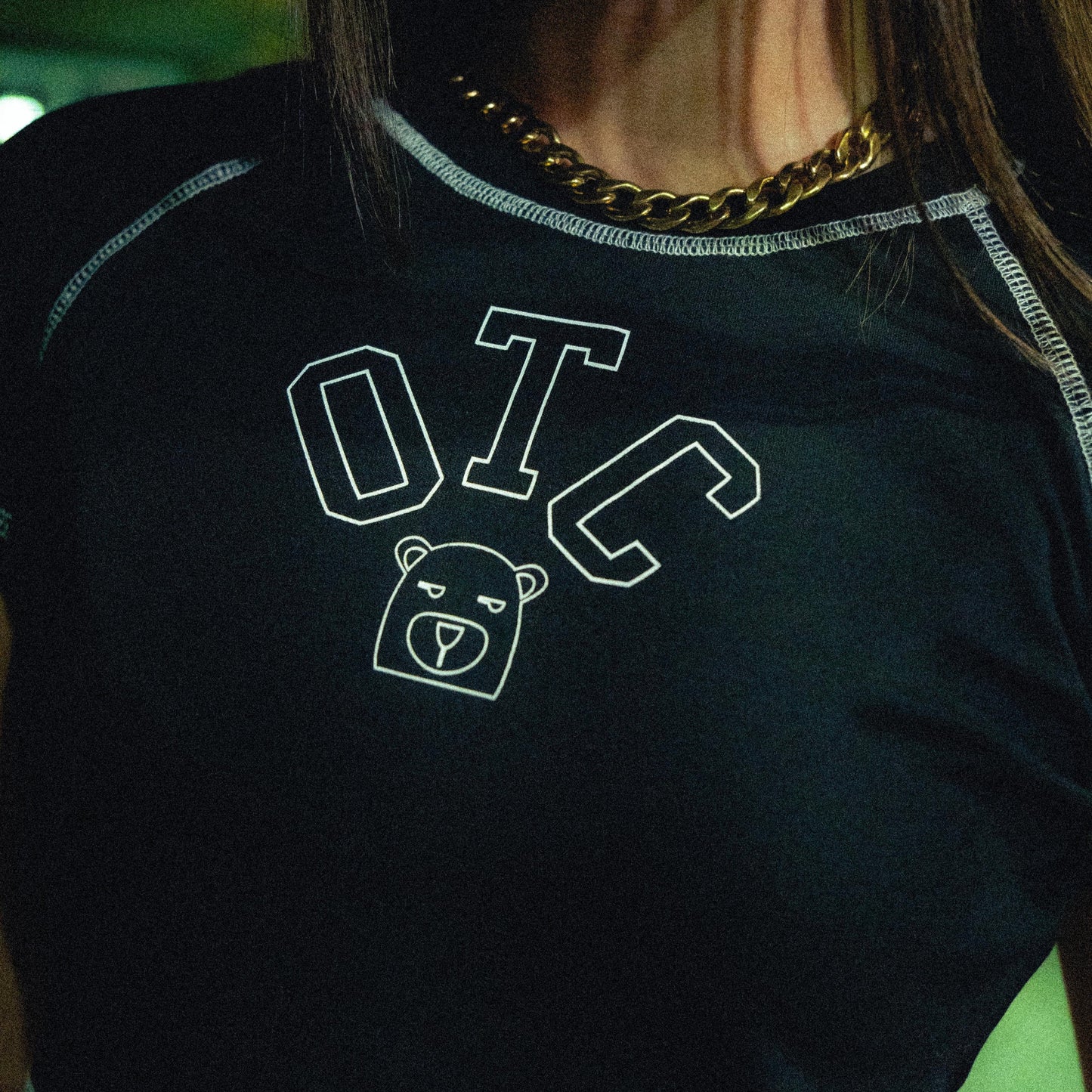 Stitched Black Crop Top